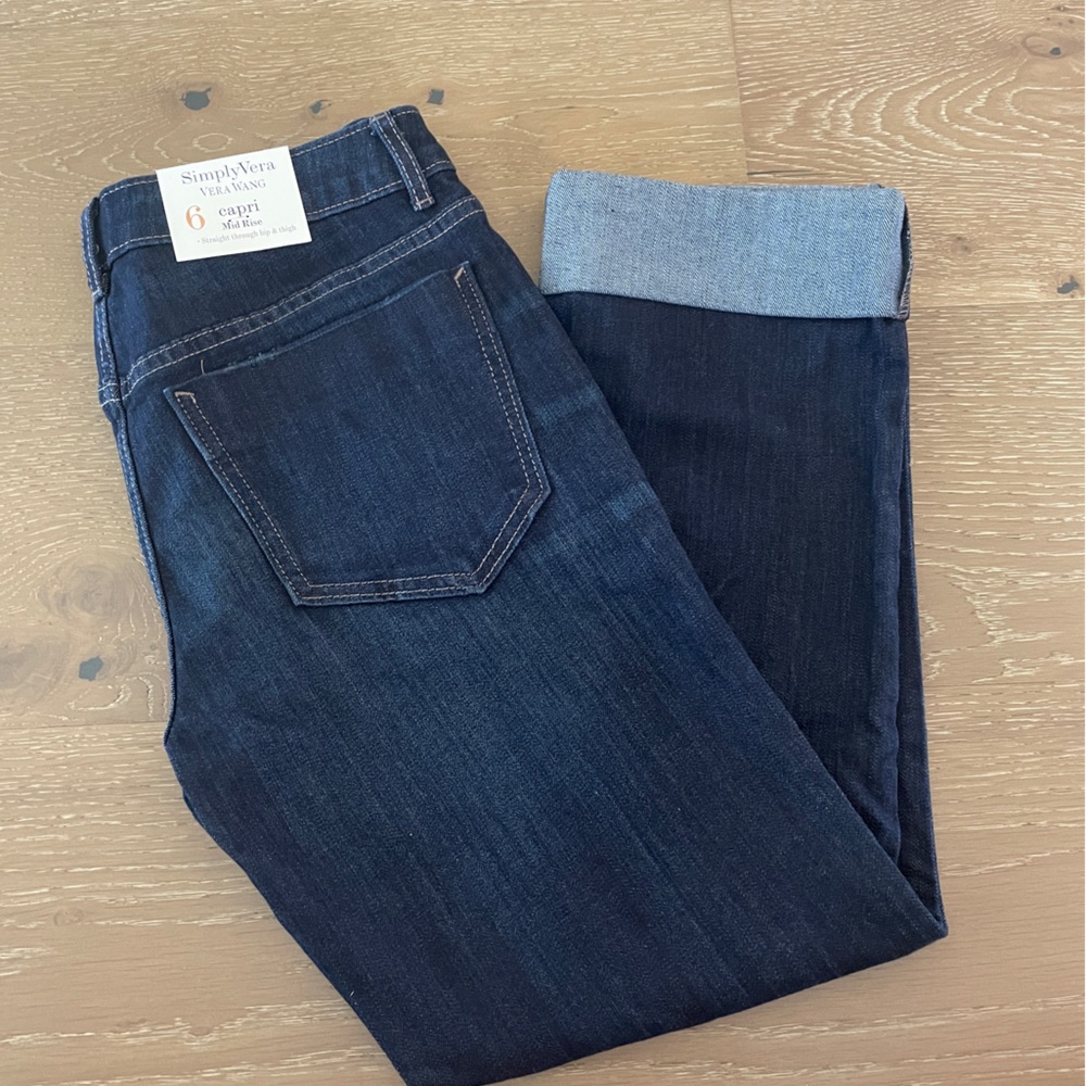 Dark wash cropped denim jeans